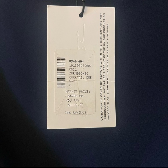 Oscar de la Renta Navy Draped Silk Asymmetrical Navy Dress 6 NWT - Picture 14 of 17